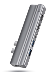 WiWu T9 8-in-1 Aluminum Alloy Case USB-C Hub for Laptop, T9G, Grey