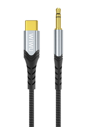 WiWu 1.5-Meter Audio Stereo Cable, 3.5mm Jack Male to USB Type-C for Smartphones/Tablets/Car Stereo/Portable Speaker, Black