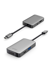 WiWu Alpha 5-in-1 USB-C Hub for Laptop, A513HVPG, Grey