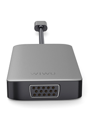 WiWu Alpha 5-in-1 USB-C Hub for Laptop, A513HVPG, Grey