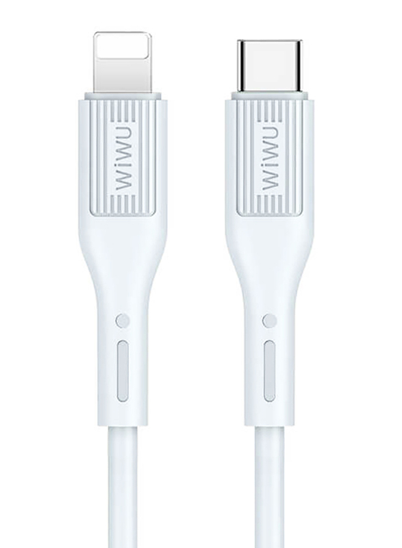 WiWu 1.2-Meter G70 Vivid Charge and Data Sync Cable, 2.4A USB Type-C to Lightning for Apple Devices, White