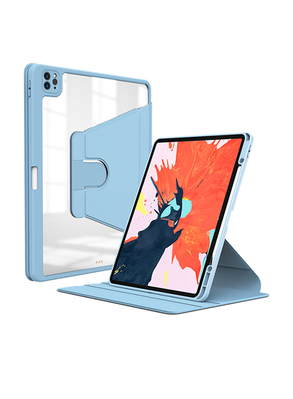 WiWu Waltz Apple iPad Pro 12.9-inch (2020-2021) Rotative Tablet Case Cover, WRIC12.9PLBL, Light Blue