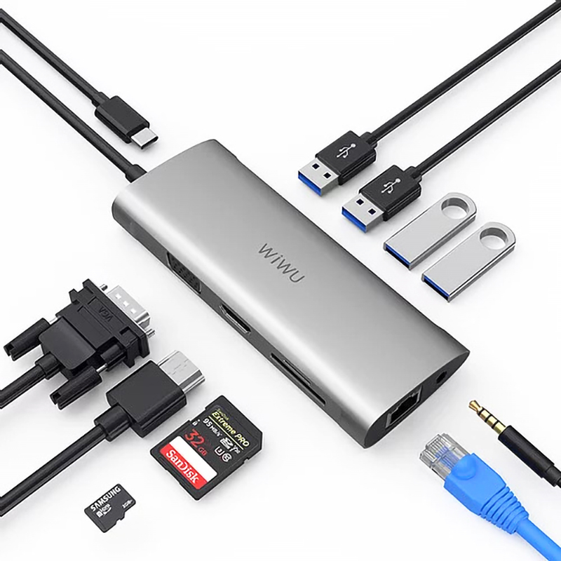 WiWu Alpha 11-in-1 USB-C Hub for Laptop, A11IN1G, Grey