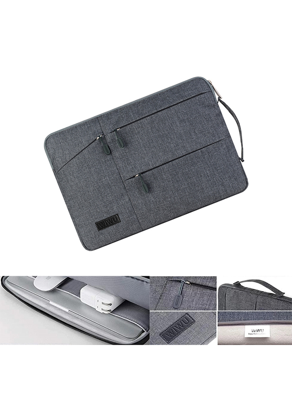 WiWu 15.4-Inch Laptop Pocket Sleeve Bag, Water Resistant, Grey