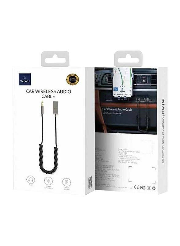 WiWu Car Wireless Audio Cable with Built-In Microphone, Black