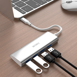 WiWu Alpha 4-in-1 USB-C Hub for Laptop, A440G, Grey
