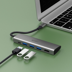 WiWu Alpha 5-in-1 USB-C Hub for Laptop, A531HG, Grey