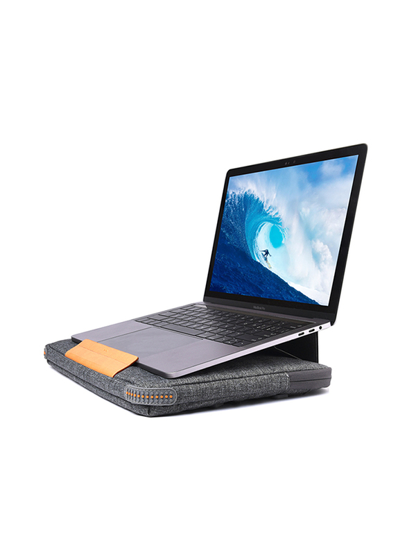 WiWu 15.4-Inch Smart Stand Laptop Sleeve Bag, Water Resistant, Grey