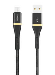 WiWu 3-Meter Elite USB Charge and Data Sync Cable, 2.4A Micro USB Type A Male to Micro-B USB for Smartphones, ED-102, Black