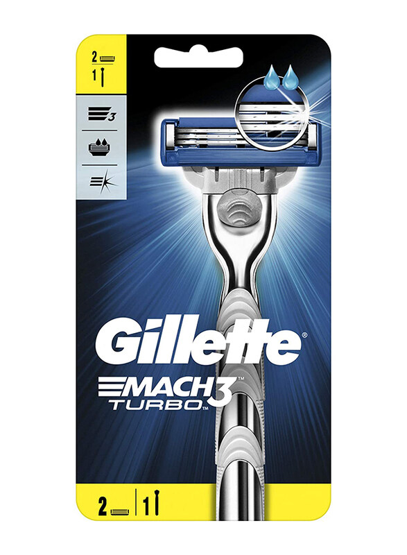 

Gillette Mach3 Turbo Razor Handle with 2 Blade, Silver