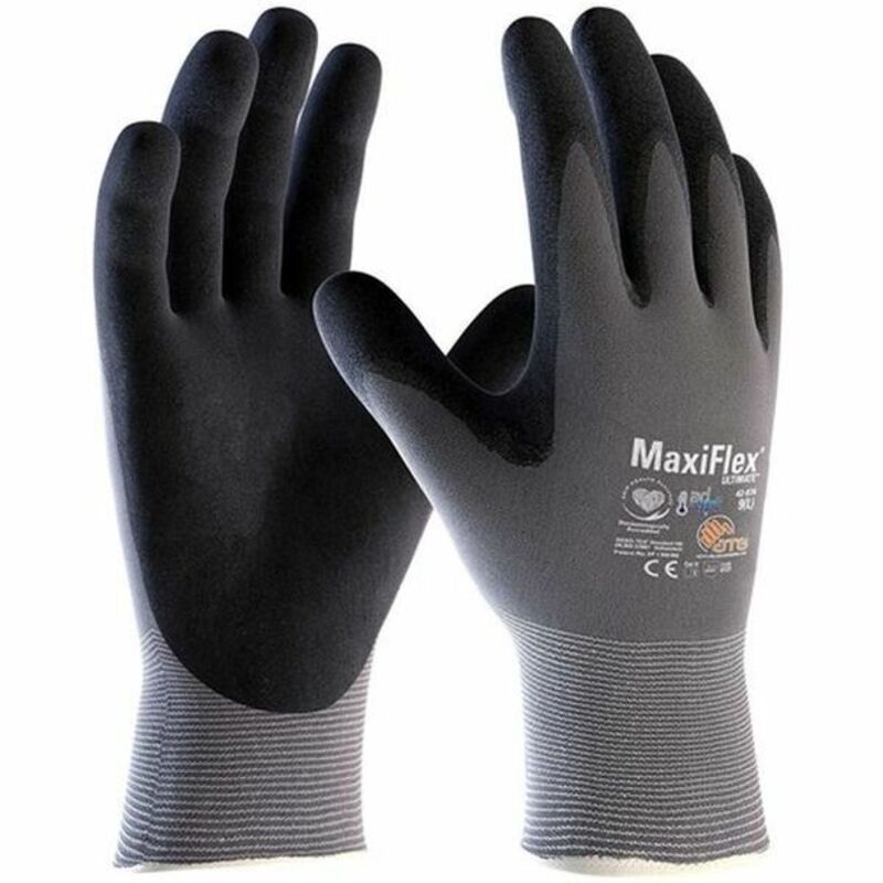 ATG Safety Gloves, MaxiFlex Cut, Large, Grey and Black