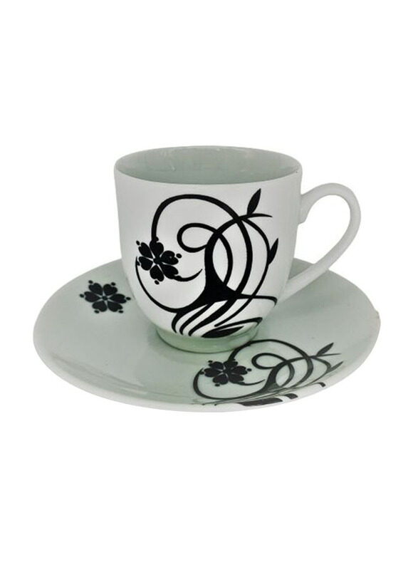 

Aristo 12-Piece Porcelain Rose Tea Cup Set for 6, Black/White