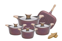 NeoKlein - 9 Pcs Titanium Cookware Set - Burgundy Color