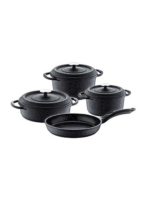 

OMS Collection 7-Piece Non-Stick Die Cast Cookware Set, Black