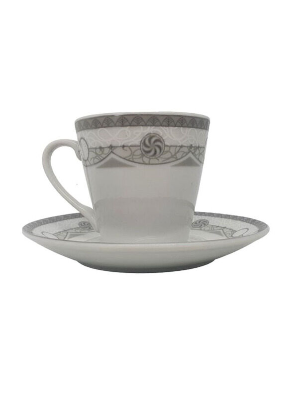 

Apcs 8-Piece Turkish Modern Art Coffee Cup Set for 4, Grey/White