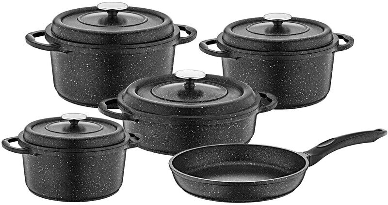 

Neoklein OZO - 9PCS GRANITEC COOKWARE SET -BLACK COLOR -MADE IN TURKEY