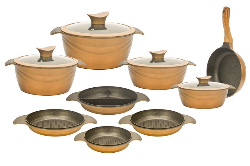 NEOKLEIN-13PCS SET TITANUIM PRO PLUS COOKWARE SET GOLDEN COLOR