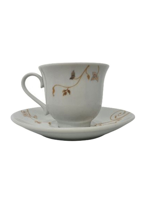 

Apcs 8-Piece Turkish Rose Art Coffee Cup Set for 4, Gold/White