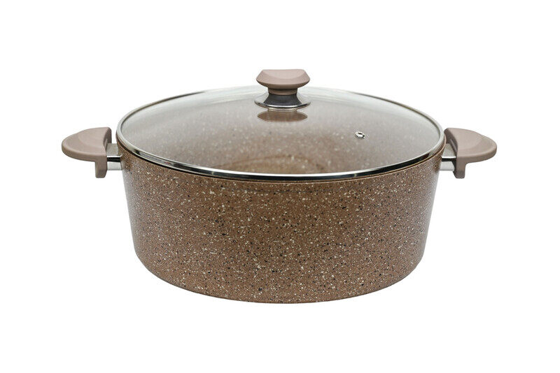 OMS-34cm Granite Casserole - Made in Turkey - Brown Color