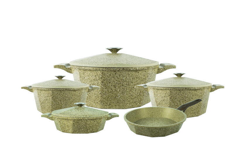 

OMS-9pcs Granite Oven Safe Cookware Set - Made in Turkey - Beige Color