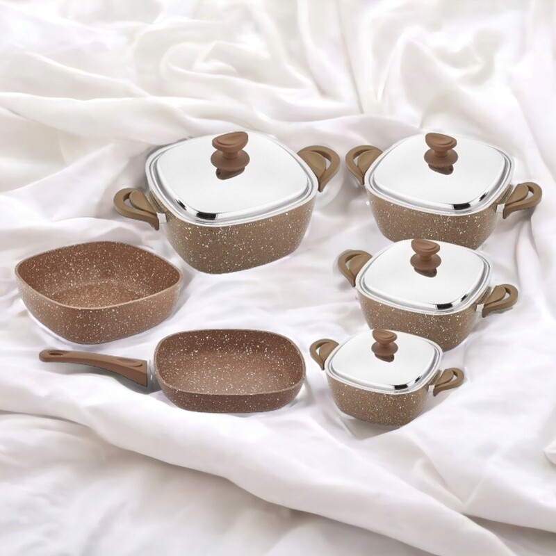 

SAFLON- COOKWEAR SET 10 PCS SQUARE GRANIT BROWN