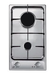 Candy 2 Gas Burner Built-in Stainless Steel Hobs with Auto Ignition, 4000W, CDG32/1SPX LPG, Silver/Black