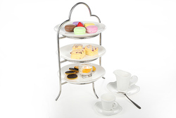 High quality High Tea Stand-Stainless steel.Built -Up 3 Layers With  Serving Tray. Size : 34*27*42Cm H