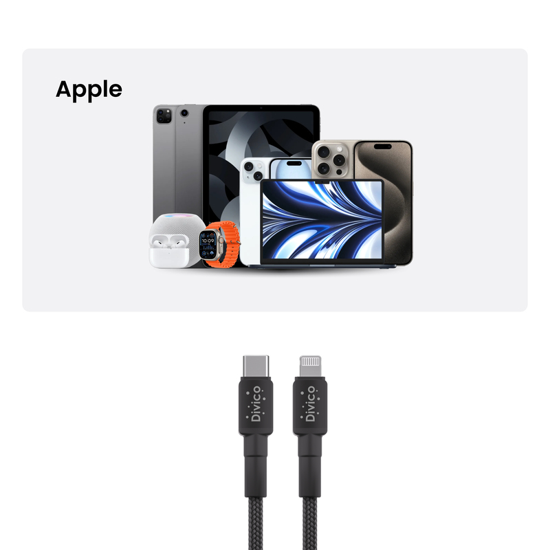 DIVICO iPhone Charger Cable 1M USB C to Lightning Cable Fast PD Charge for iPhone 14/14 Pro/14 Plus/14 Pro Max, ipad Pro, iPhone 8-13 All Series - Black