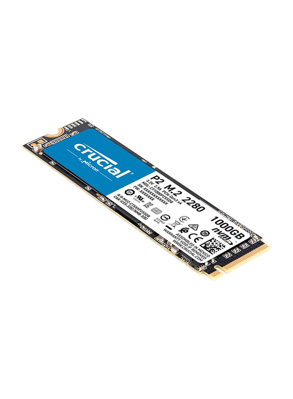 Crucial P2 1TB 3D NAND NVMe PCIe M.2 SSD, Up to 2400MBPS reading speed, CT1000P2SSD8, 1 TB, Black