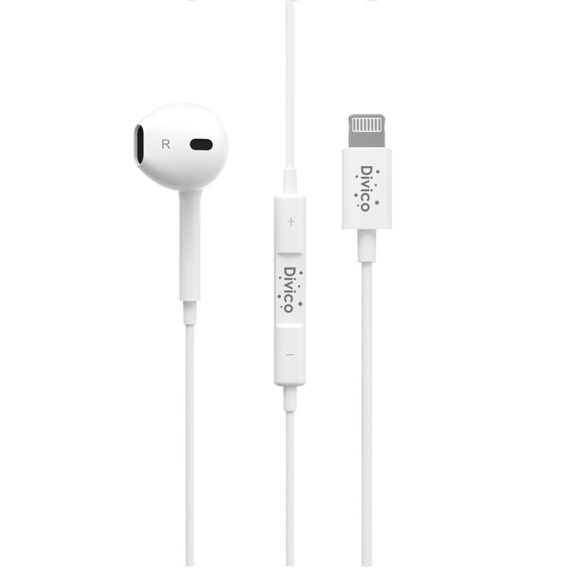 

Divico Mono Single Earphone with MFi Lightning Connector Compatible with Apple Lightning Devices for iPhone 14/13/12/11/XR/XS/X/8/7 (White)