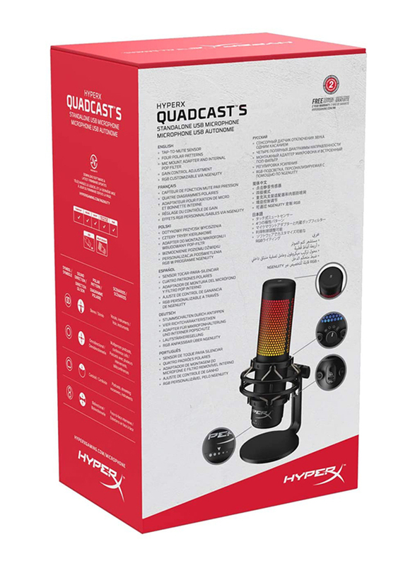 HyperX QuadCast S RGB USB Condenser Microphone for PC, PS4 and Mac, Black