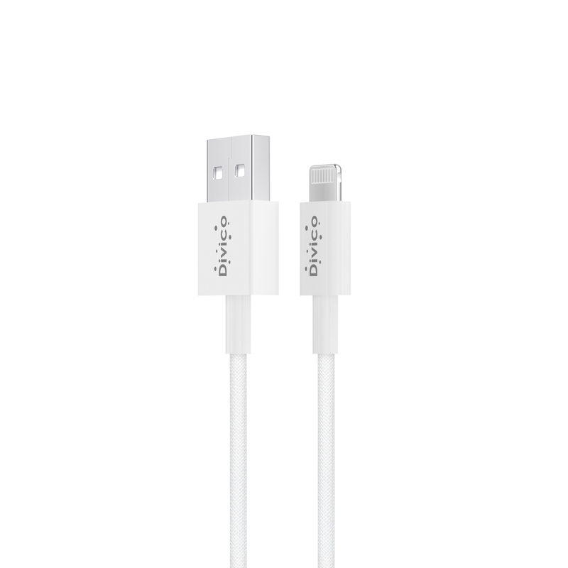 Divico iPhone Charger Cable 1M Nylon braided Lightning Cable iPhone Cable USB A to Lightning Cable for iPhone 14/14 Pro/14 Plus/14 Pro Max, iPhone 13-8 All Series-White