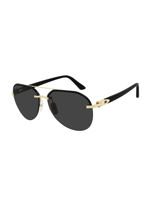 Cartier Full Rim Aviator Gold Sunglasses for Men, Grey Lens, CT0275S, 00558