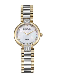 Bentley Analog Watch for Women with Stainless Steel Band, BL1710-102LTCI-S, White-Gold/Silver