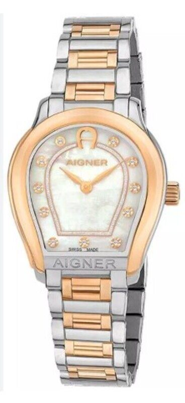 

Aigner Analog Watch for Women with Stainless Steel Band, Water Resistant, Ma111213, White-Rose Gold/Silver