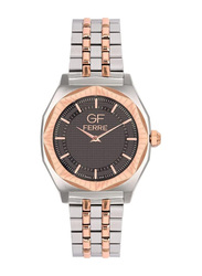 GF Ferre Wrist Watch for Men with Band, Water Resistant, GFTRGY8064G, Silver/Rose Gold-Black