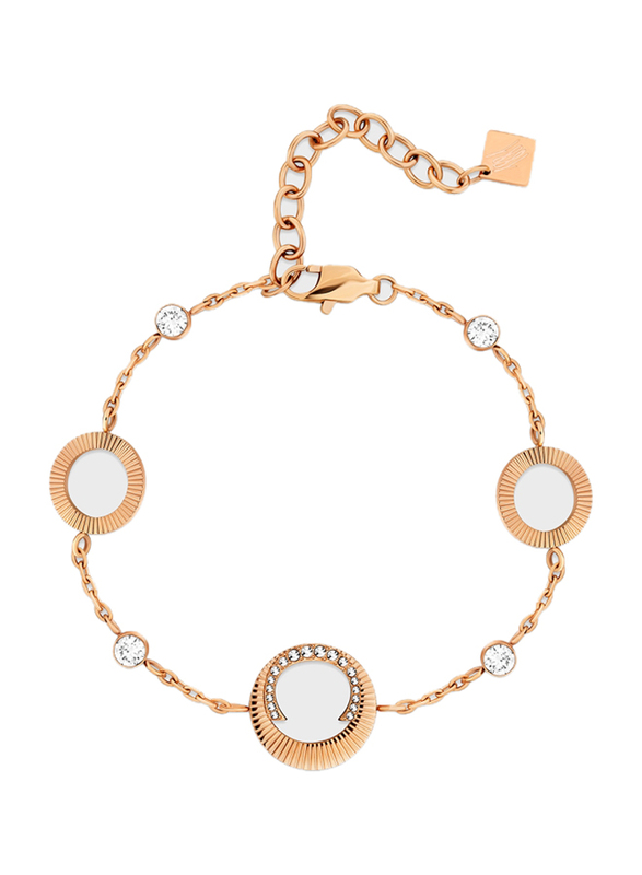 Cerruti 1881 Stainless Steel Pleat Chain Bracelet for Women with Crystal, CIJLB0001003, Rose Gold