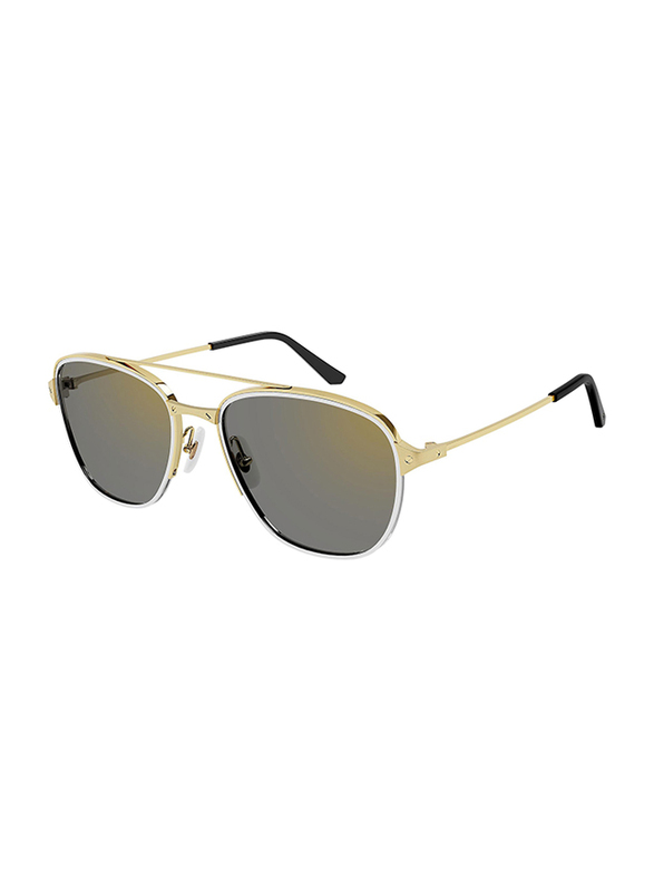 Cartier Full Rim Aviator Gold Sunglasses for Men, Grey Lens, CT0326S, 003 57-20