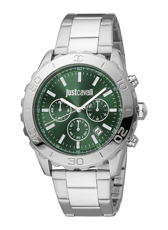 

Just Cavalli Analog Watch for Men with Stainless Steel Band, Water Resistant and Chronograph, JC1G214M0055, Silver-Green