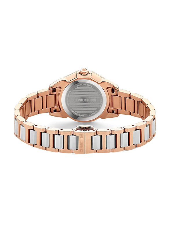 Cerruti 1881 Analog Watch for Women with Stainless Steel Band, Water Resistant and Chronograph, CIWLG2232402, Silver-Rose Gold/Green