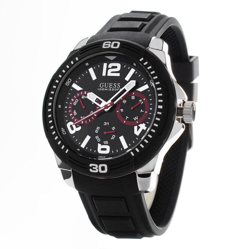 

Guess Analog Watch for Men with Silicone Band, W0967G1, Black-Black