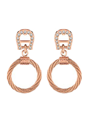 Aigner Stainless Steel Olga Drop Earring for Women, with Crystal, ARJLE2195503, Rose Gold
