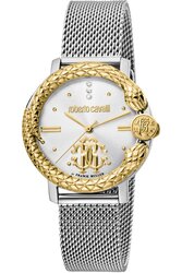 Roberto Cavalli Analog Watch for Women with Mesh Band, RV2L057M0101, Silver-Silver