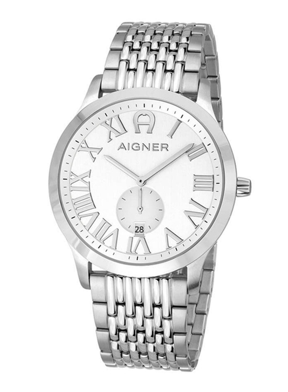Aigner Analog Watch for Men with Stainless Steel Band, Water Resistant, A44120, Silver
