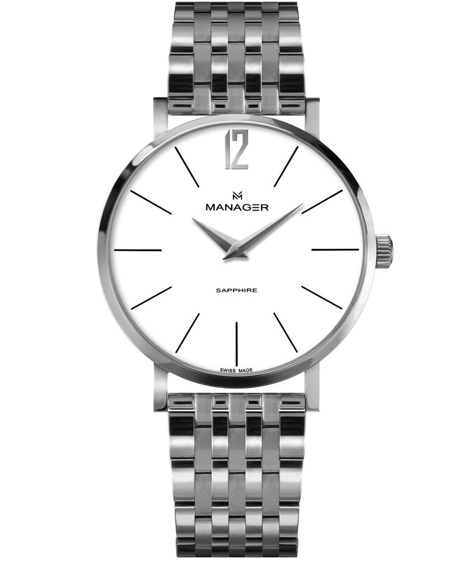 

Manager Analog Wrist Watch for Men with Stainless Steel Band, Water Resistant, MAN-PS-01-SM, Silver-White