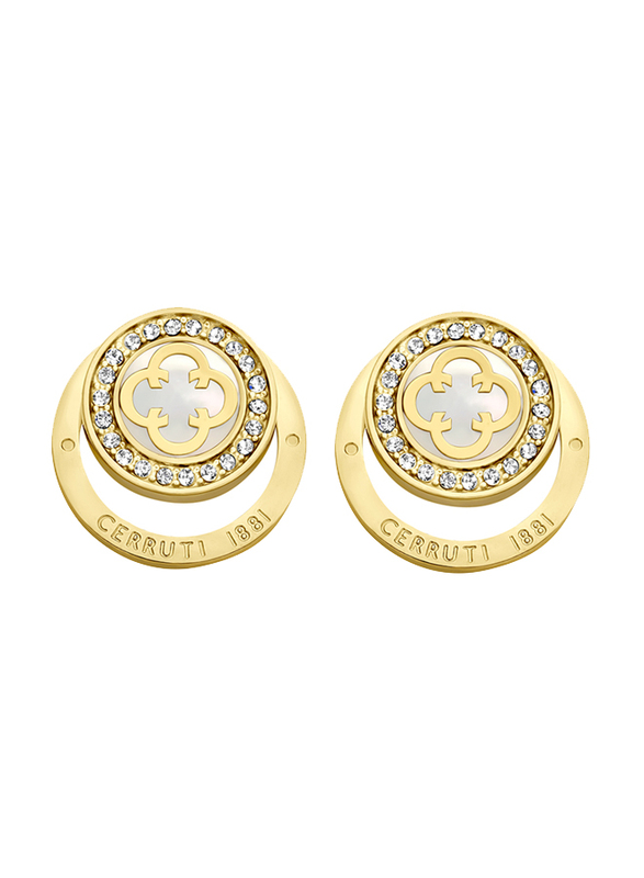 Cerruti 1881 Stainless Steel Onagrace Stud Earring for Women, with Crystal, CIJLE0000712, Gold