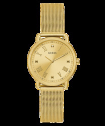 Guess Analog Watch for Women with Mesh Band, GW0031L2, Gold-Gold