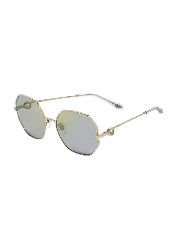 Chopard Full Rim Oval Rose Gold Sunglasses for Women, Smoke Mirror Gold Lens, SCHF08S, 58/18/140