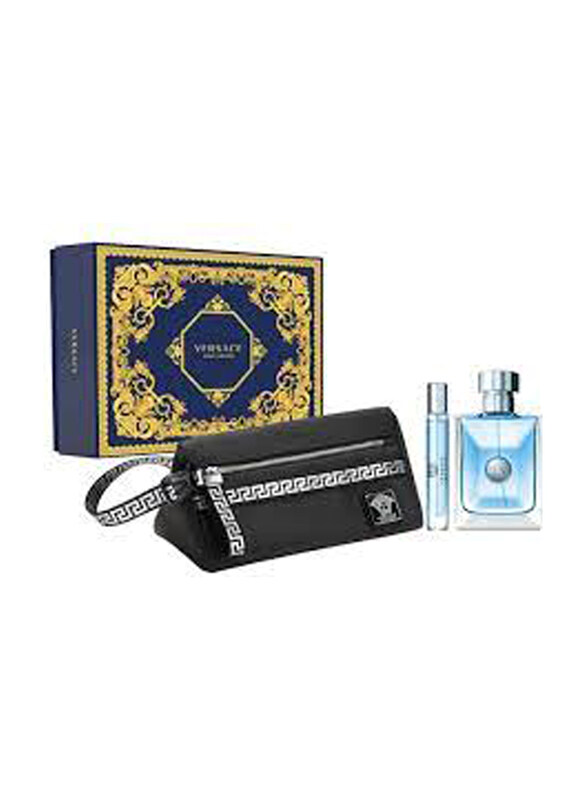 

Versace 3 Piece Pour Homme Gift Set for Men EDT Perfume 100ml, 10ml Miniature, Pouch