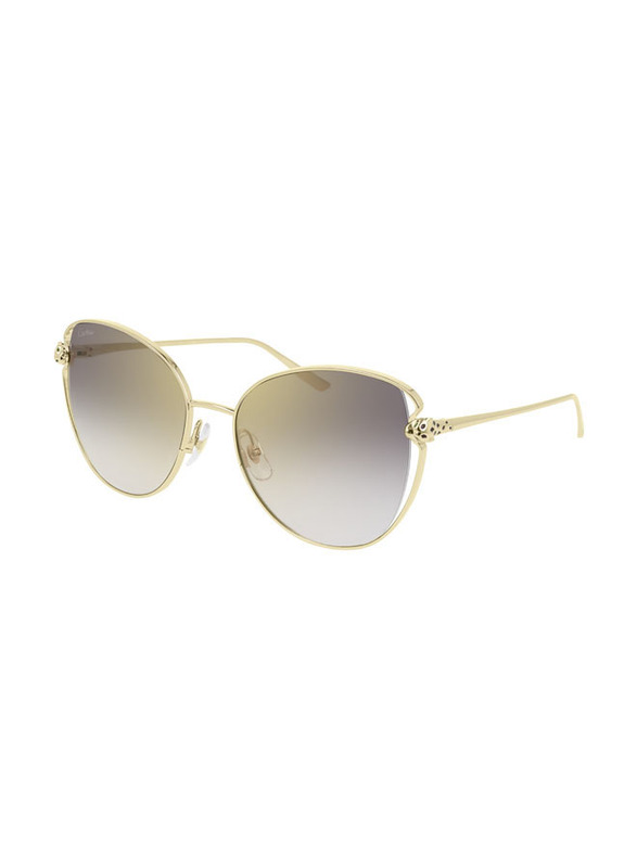 Cartier Butterfly Full Rim Gold Sunglasses for Women, Grey Lens, CT0236S-001 57-19